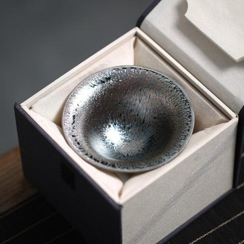 蕊融柴烧建盏斗笠杯手工天目窑变个人杯功夫茶具品茗杯主人茶杯 建盏