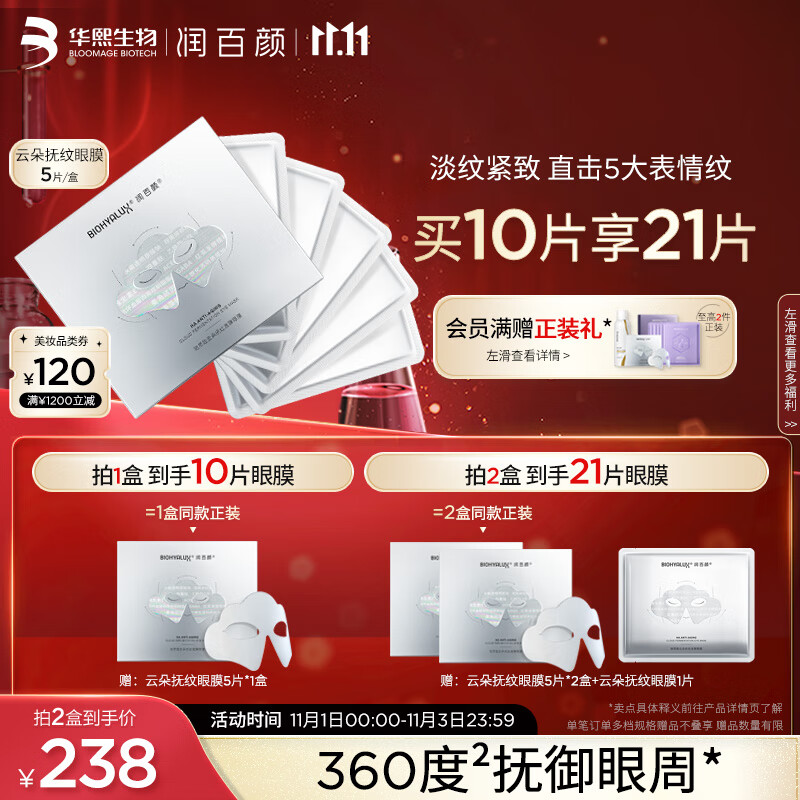 润百颜玻尿酸云朵抚纹发酵眼膜14g*5片淡纹紧致补水化妆品护肤品使用感如何?