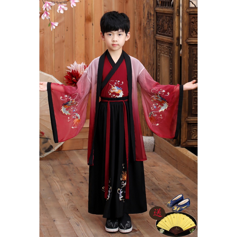 2021新款 男童汉服小男孩中国风唐装公子国学服儿童古装表演出服装
