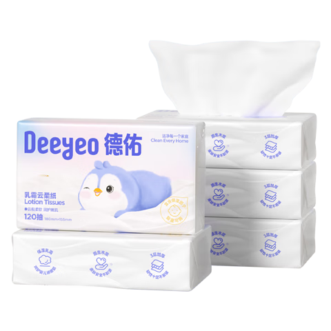 德佑云柔巾婴儿适用乳霜纸柔纸巾抽纸宝宝云柔巾120抽5包【央媒认证】