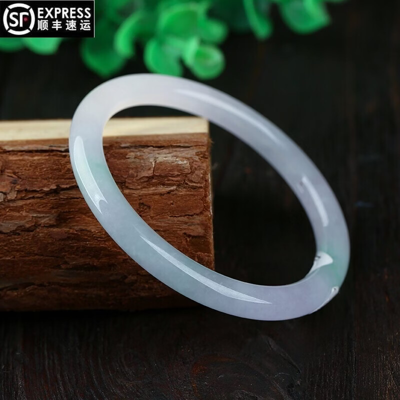 陌阡雪缅甸a货翡翠手镯冰种细圆条玉手镯叮当镯子美人条少女款高冷