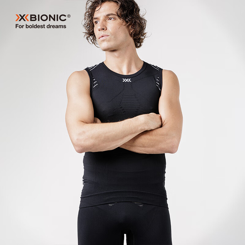XBIONIC全新4.0优能轻量男士运动健身无袖背心T恤功能内衣透气速干跑步 猫眼黑/极地白 XL