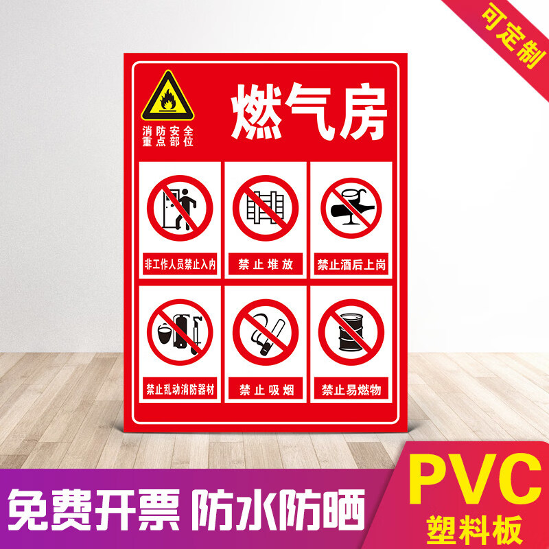燃气房标志燃气阀门提示牌消防安全标识 rqzd-05 燃气房(pvc塑料板)