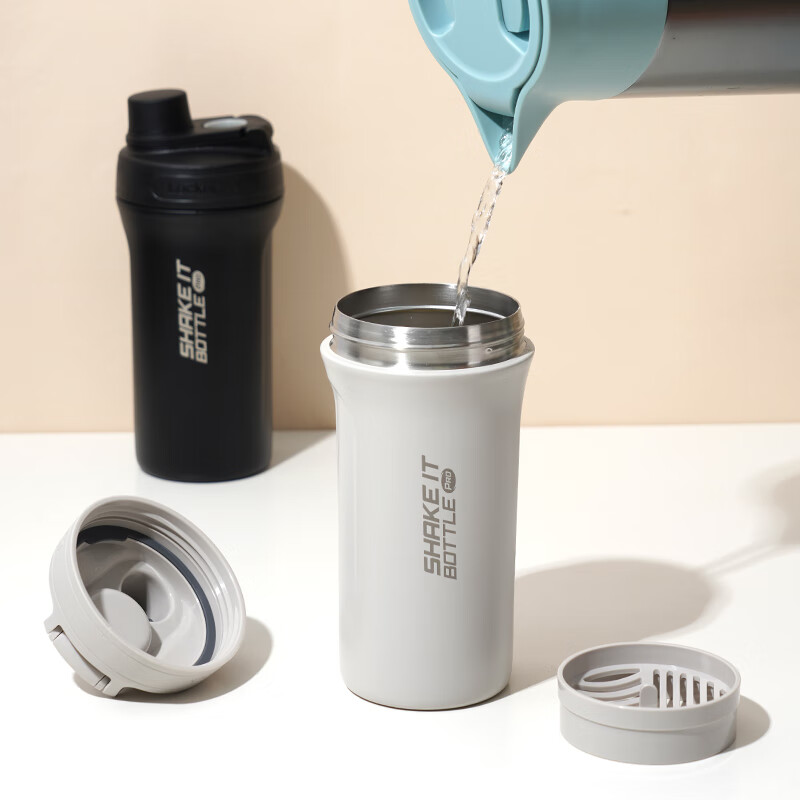 乐扣乐扣（LOCK&LOCK）沙沙保温杯便携提环大容量运动健身户外保温保冷杯开学军训水杯 LHC4276LGRY-浅灰 750ml