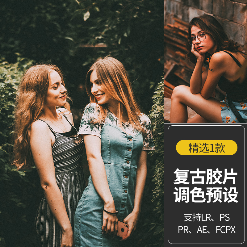 lr预设复古胶片lightroom人像ps图片调色pr/fcpx/vn泼辣修图滤镜