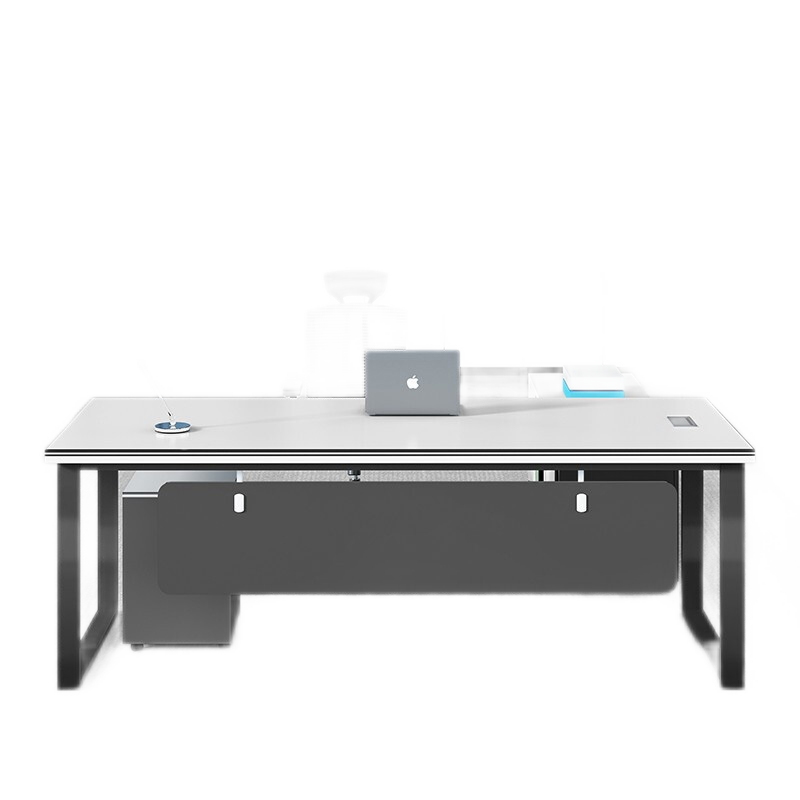 龙案 经理桌主管桌椅组合办公工位办公室电脑桌单人钢架实木现代简约办公家具定制白色 1800*800(主管桌)