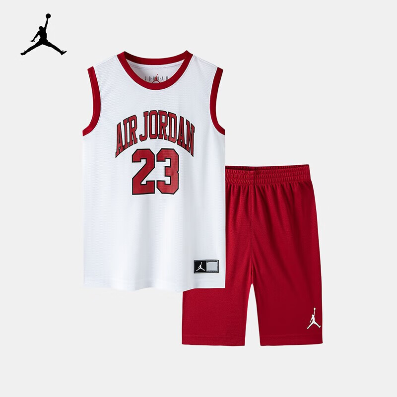 耐克婴童装男童背心套装Nike Air Jordan 夏季儿童篮球服男孩无袖T恤短裤套装
