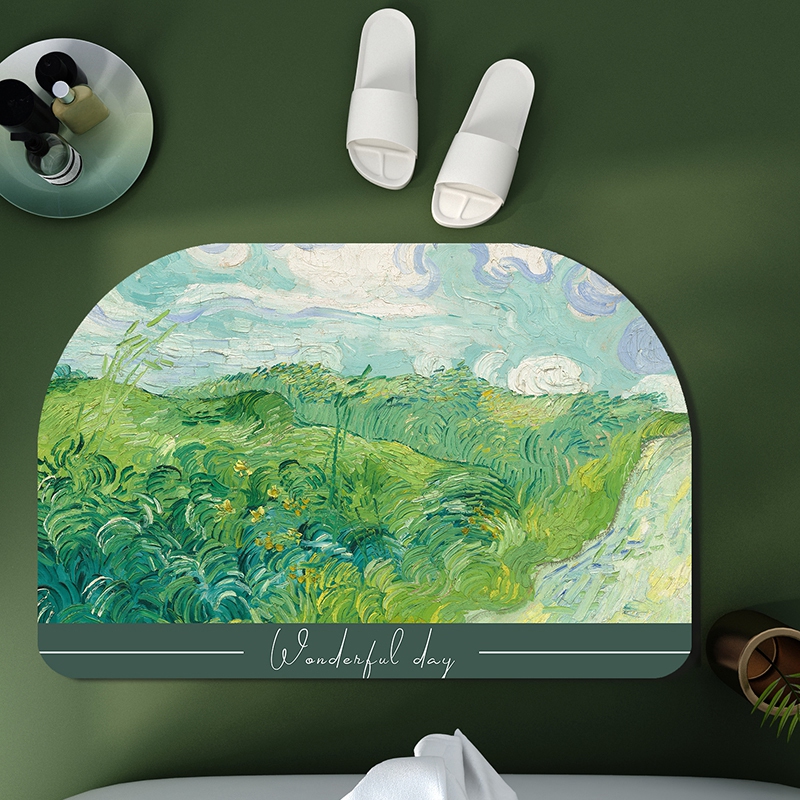 软地垫卫生间门口防滑门垫洗手间厕所脚垫 奥维尔的绿色麦田-大圆角