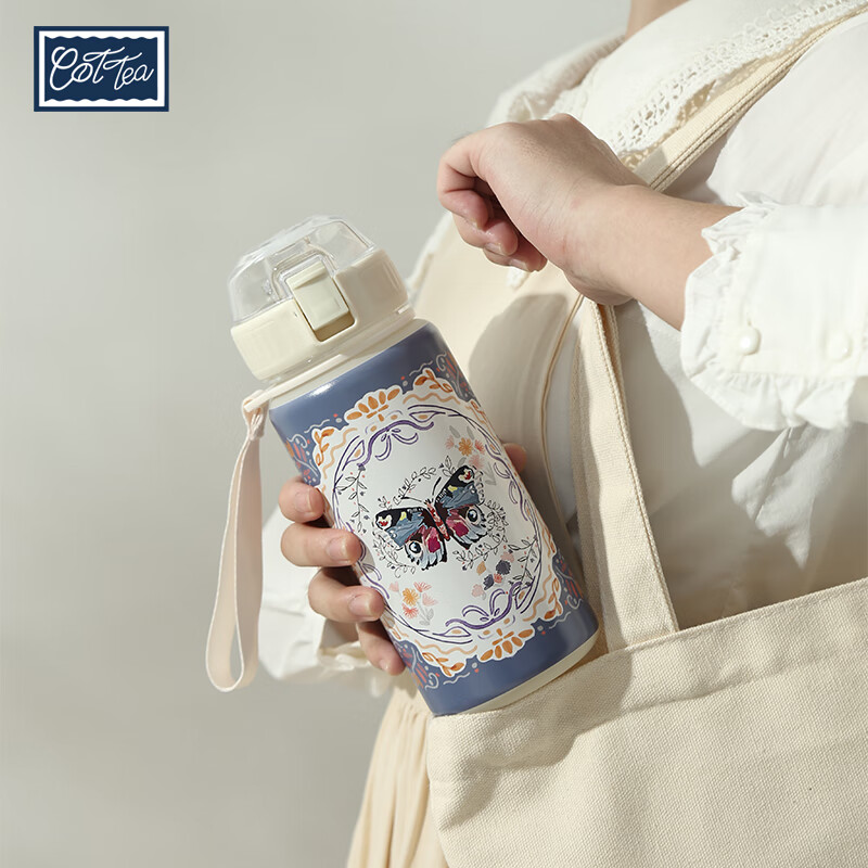 TAEFAIR蝴蝶弹跳杯Tritan茶水分离儿童成人便携办公室含茶滤泡果茶饮水杯 C-镜框蝴蝶Tritan弹跳杯650ml