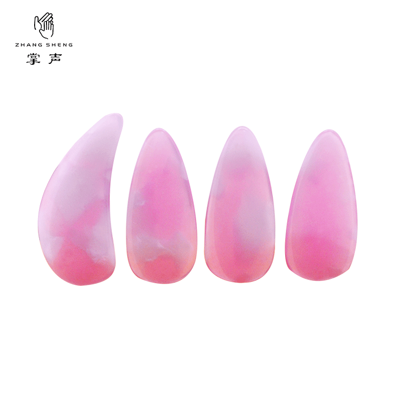 掌声（ZHANGSHENG）古筝指甲专业演奏级儿童成人考级专用指甲片胶布手工打磨8片装 双面弧粉小4-7岁送胶布8剪刀1