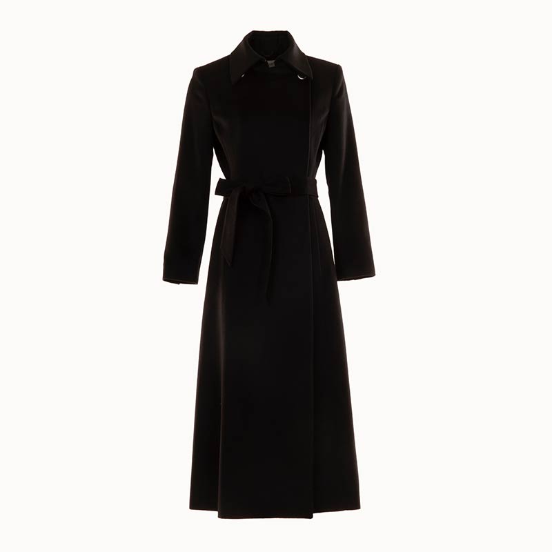 白领女装 长款羊绒修身羊绒大衣qc902 黑色 155/s