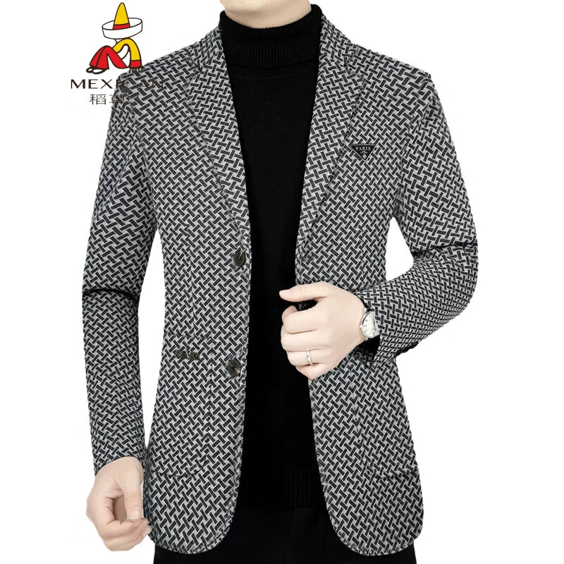 稻草人西服男士外套中年休闲男装春秋季新款小西服男式商务西装爸爸