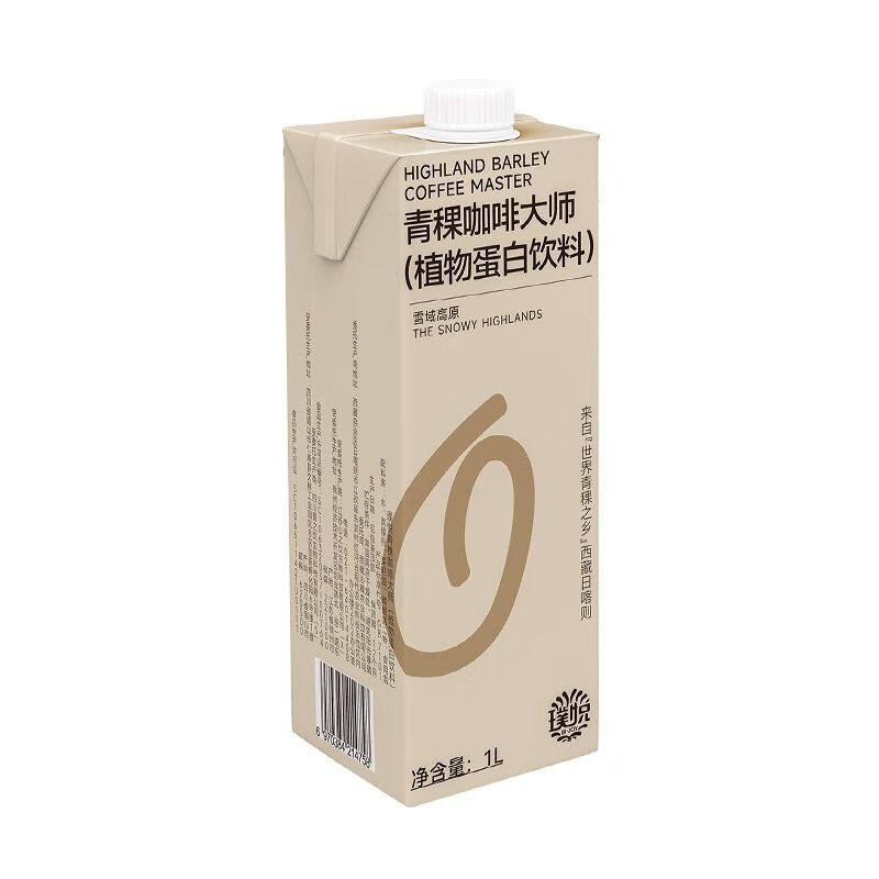 食芳溢新品璞悦青稞咖啡大师植物谷物蛋白饮料青稞奶咖啡伴侣1L 1瓶24.3.14生产