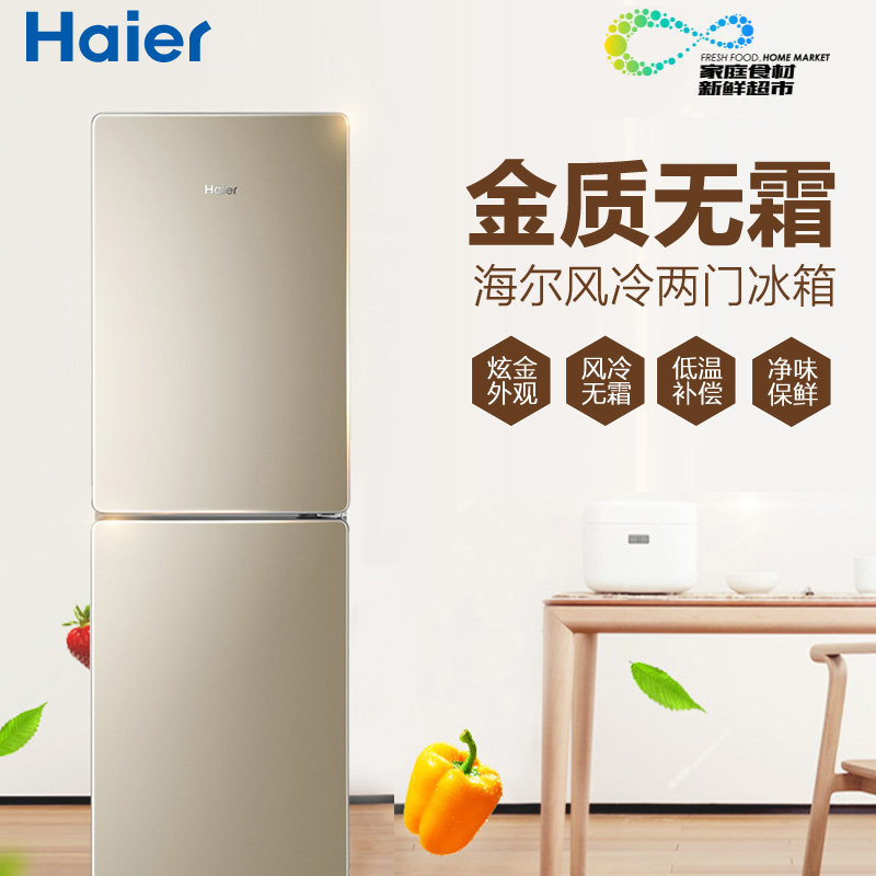 Haier/海尔冰箱小型双门小冰箱家用家电超薄风冷无霜/直冷迷你二门节能电冰箱 190升双门两门无霜冰箱BCD-190WDPT