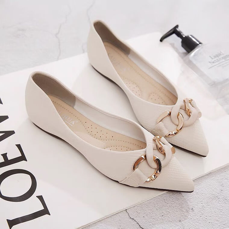 守图大码女鞋40-43宽胖脚加大号加肥脚单鞋平底鞋子平跟网红女尖头浅