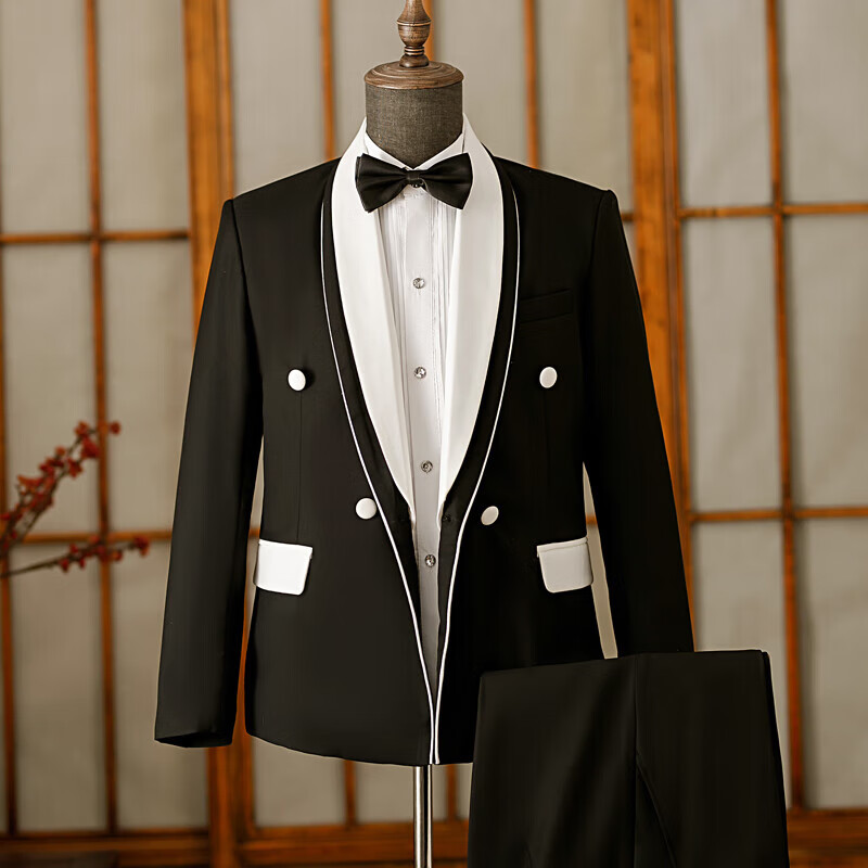 哲汉主持人男歌手演出服装男士晚会舞台司仪服套装男生艺考声乐西服