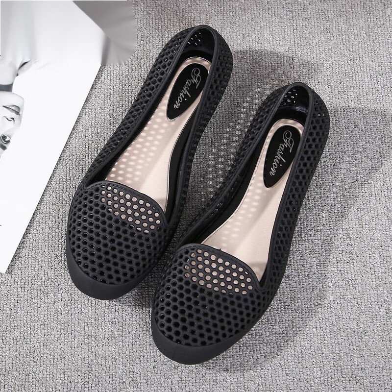 茜立里包头凉鞋女2023新款妈妈洞洞镂空时尚百搭塑料平底休闲沙滩开车