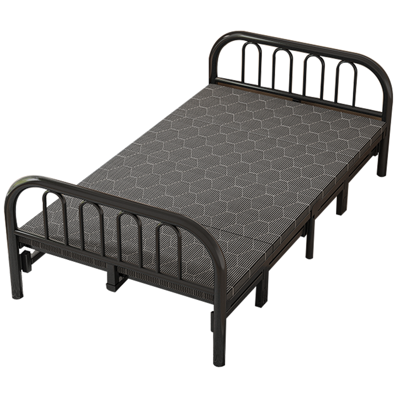 普派折叠床单人午休床便携式租房家用硬板床简易陪护四折床 炭黑色90cm