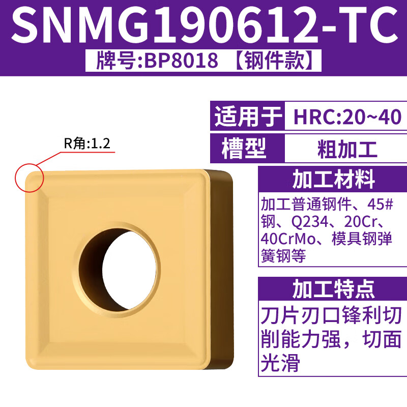 巡狮数控车床刀片snmg190612不锈钢钢件硬质合金刀头正方形刨槽机刀粒