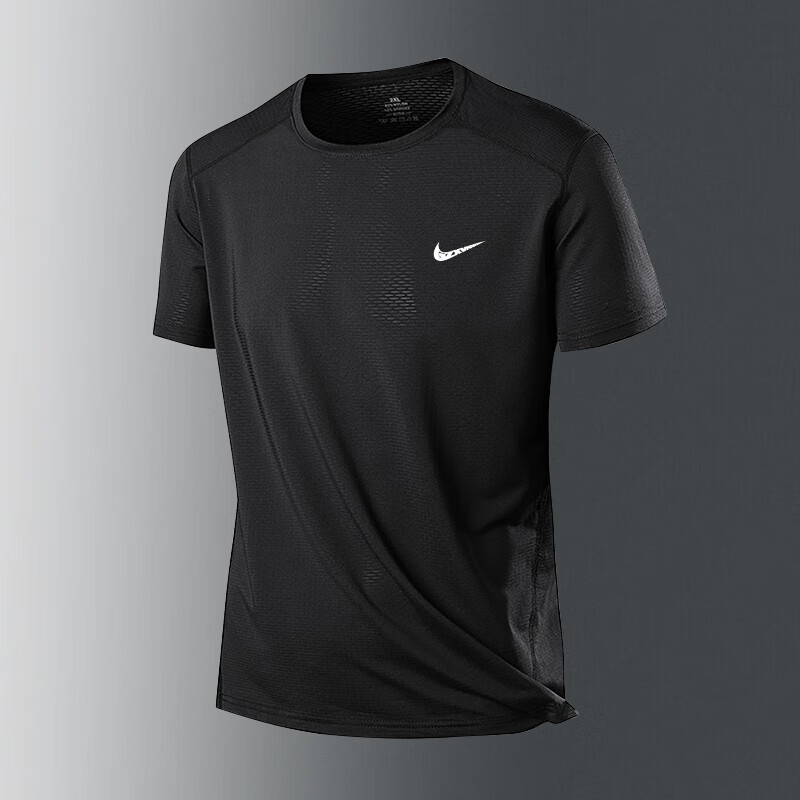 漾德玛短袖短裤运动套装男速干跑步夏季新男士t恤五分裤两件套 黑色