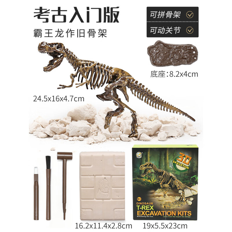 微凡嘉(weifanjia)儿童恐龙化石霸王龙骨架 手工diy制作拼装模型男孩