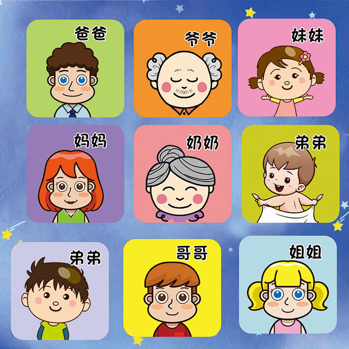 晨兴得家庭成员称呼防水贴纸名字分类贴爸爸妈妈儿子自粘标签水杯盆