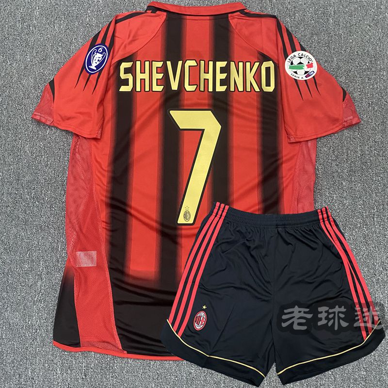 0405ac米兰主场球衣马尔蒂尼皮尔洛舍甫琴科22号卡卡复古足球服男