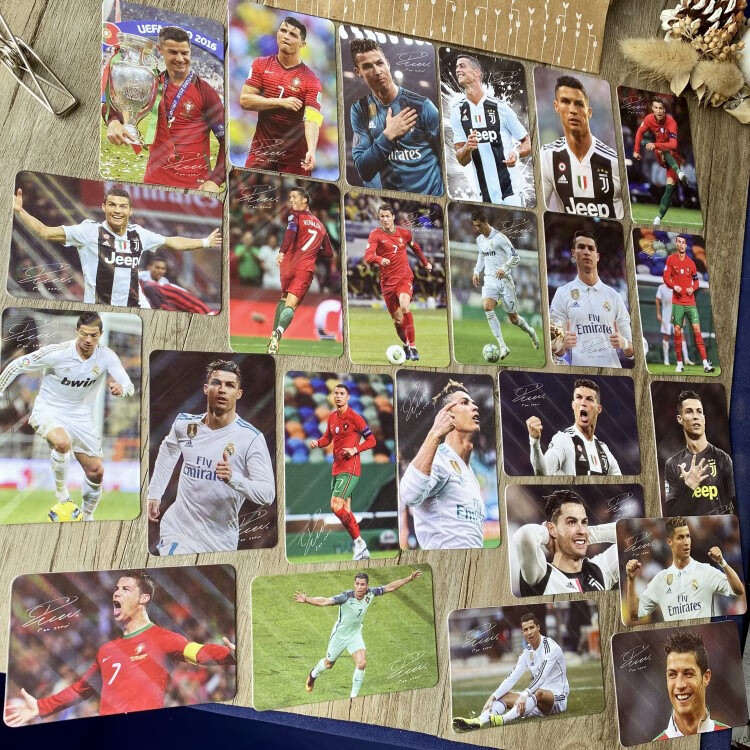 24张球星卡片梅西C罗内马尔足球卡贴闪耀可贴收藏 梅西卡贴 24张截图