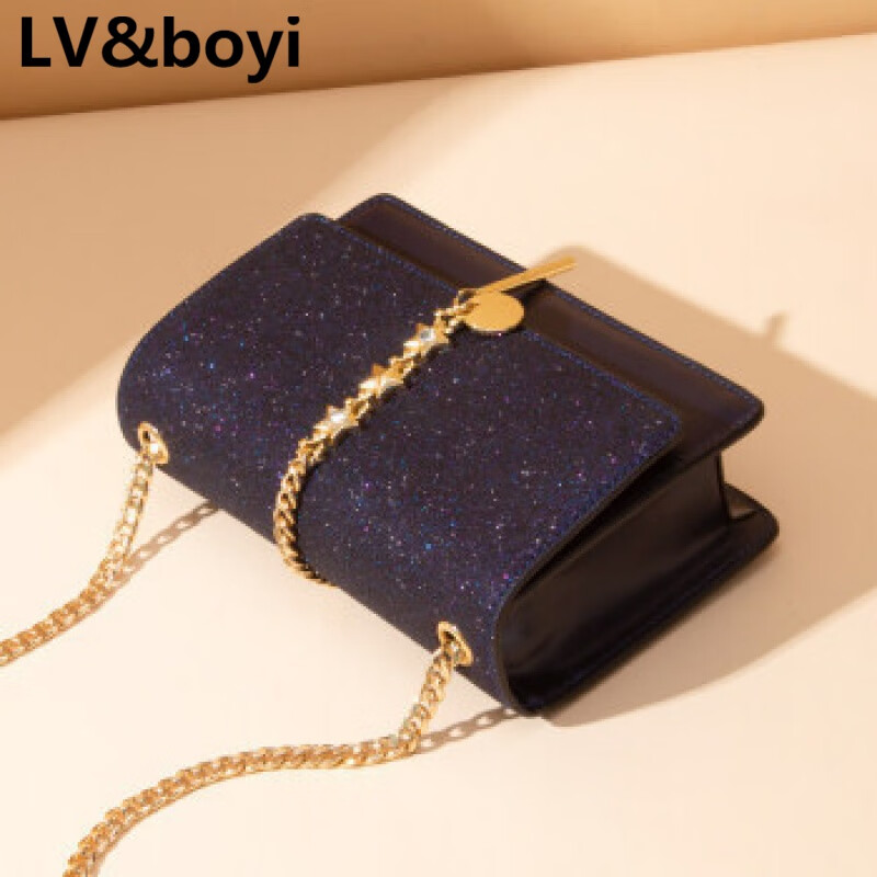 lvboyi女包夏天星空链条女包2023新款斜挎包百搭潮单肩小方 宝蓝
