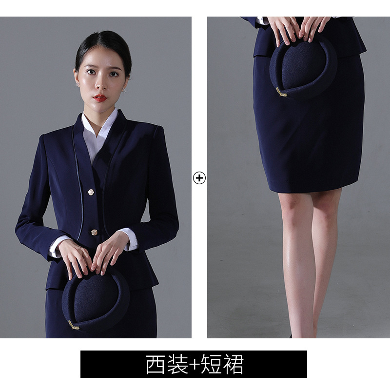套装女气质修身女神小西装套裙正装工作服定制款 【藏青色】西装 短裙