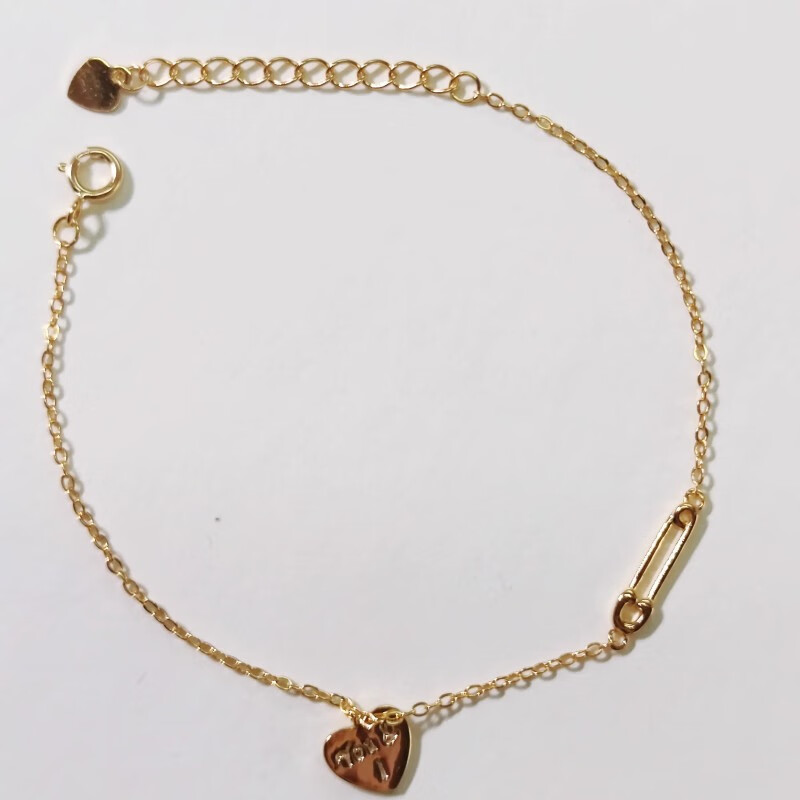 誉尚荣施华洛世奇锆s925银镀金手链气质百搭通勤英文爱心别针极细手