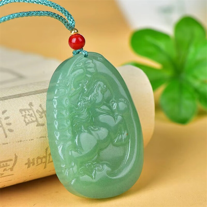洁玉堂绿东陵玉十二生肖吊坠男女款 玉石生肖玉坠玉牌挂件 生肖马
