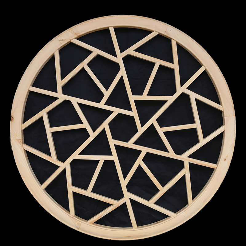 萌依儿实木窗花格 东阳木雕中式仿古镂空实木吊顶圆形窗户花窗花格客