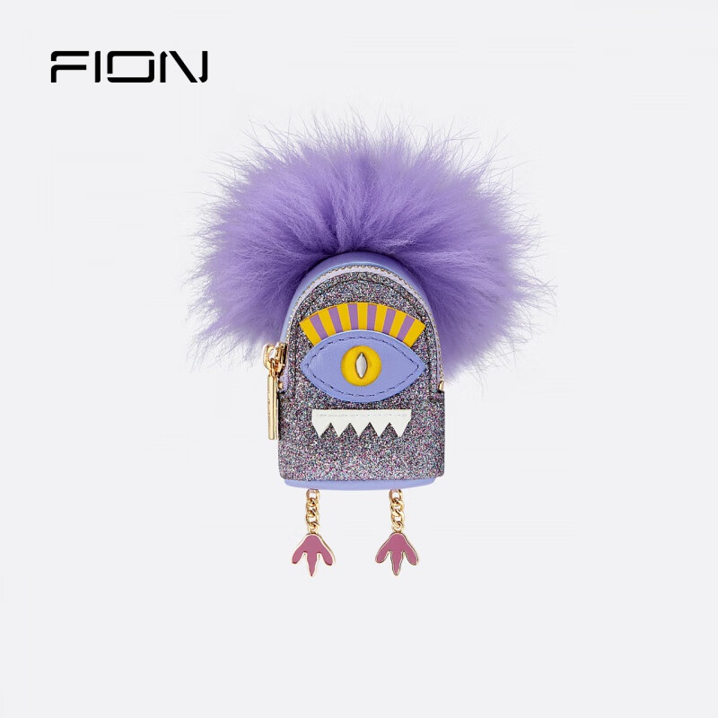 菲安妮（FION）【新品】小怪獸迷你斜挎包小眾設(shè)計女包新款耳機包萌趣單肩包 紫/彩