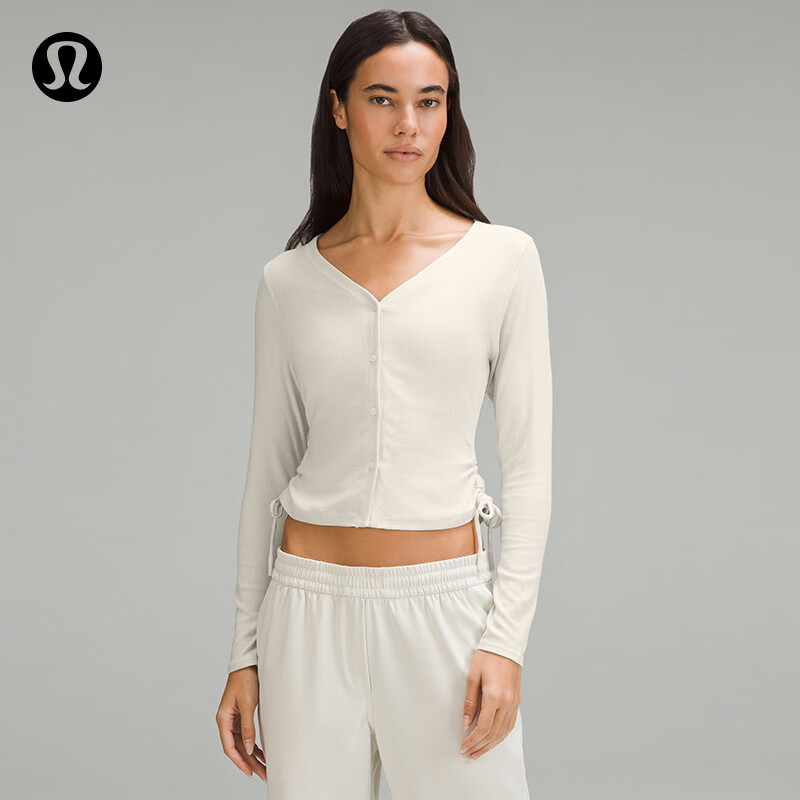 lululemon丨side-cinch 女士双侧抽绳罗纹开衫 lw3gjls 米白色 8