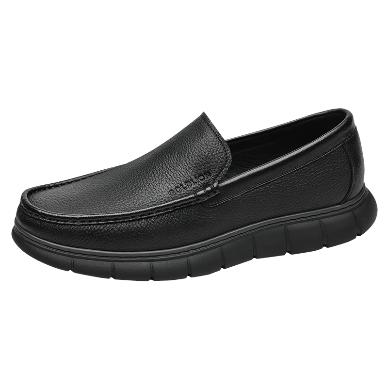 金利来（Goldlion）男鞋男士皮鞋时尚商务休闲鞋鞋舒适乐福鞋55923018401A-黑色-41码