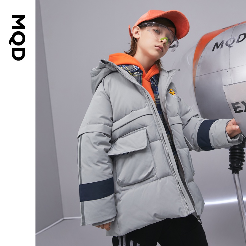 MQD【三防+蓄暖】MQD童装男童中长款羽绒服冬装新款儿童迷彩 浅灰 130cm(130cm)怎么样,好用不?
