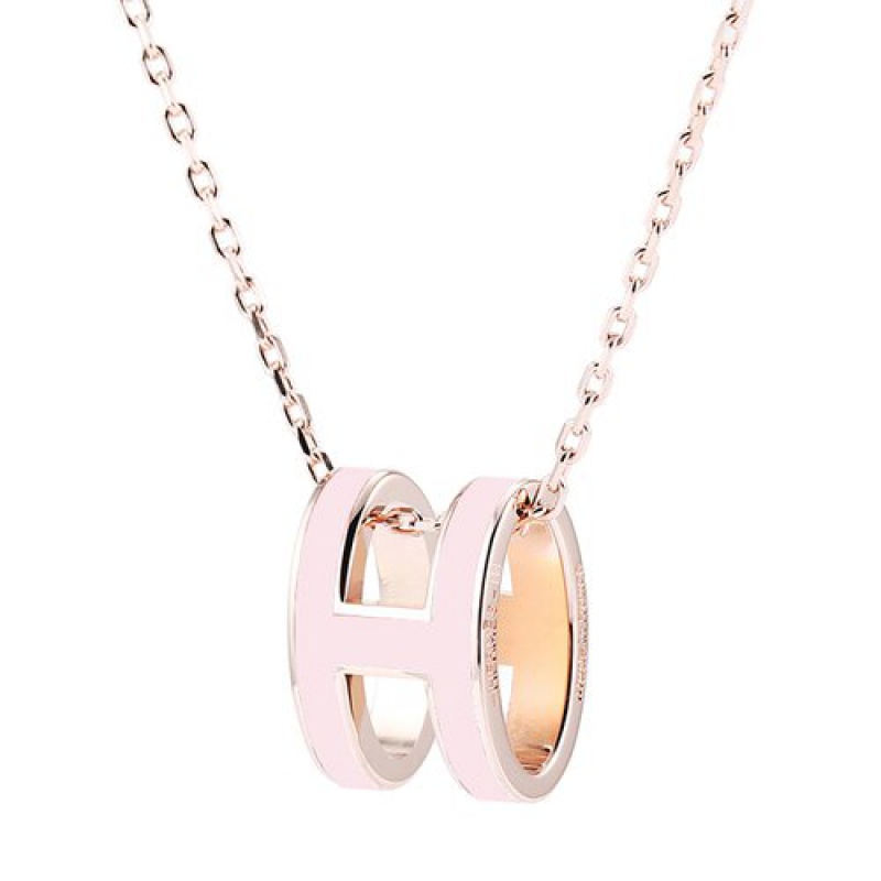 【二手99新】hermes/爱马仕  项链 poph 淡粉色吊坠 玫瑰金色项链