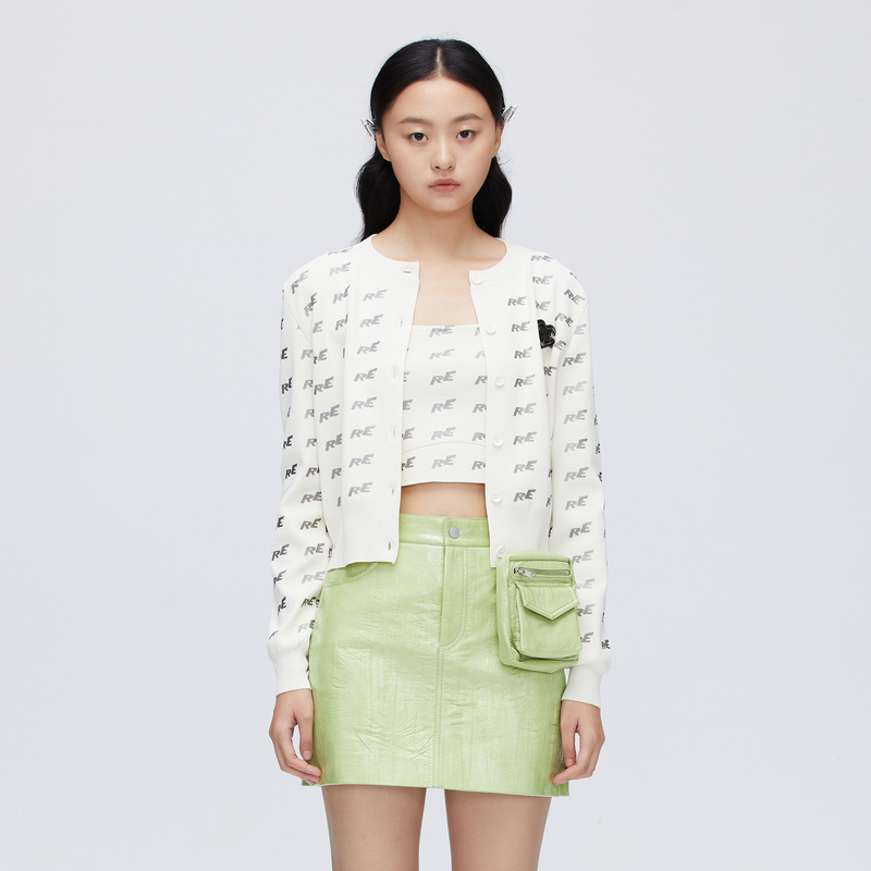 revan芮范春夏新品设计师款奶油色满印开衫o10106323 花色 s/36