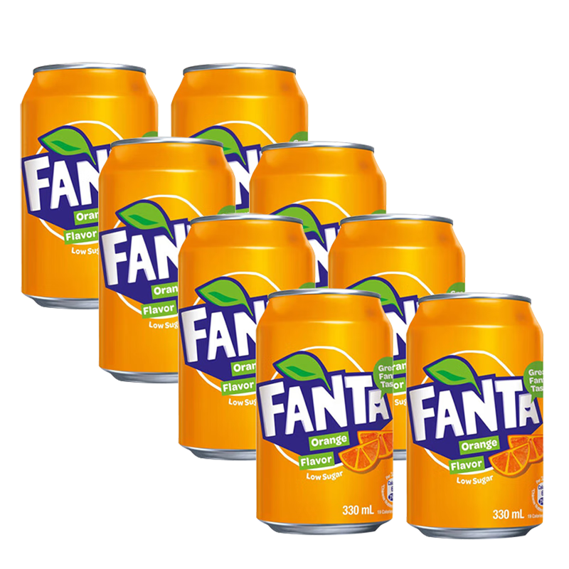哈塔 8罐*330ml香港进口芬达Fanta橙味汽水碳酸饮料聚会橙汁饮品铝罐装休闲食品 橙色