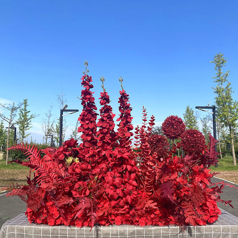 千代兰花排高端排花路引花t台花艺红色香槟系舞台背景 千代兰一米红色