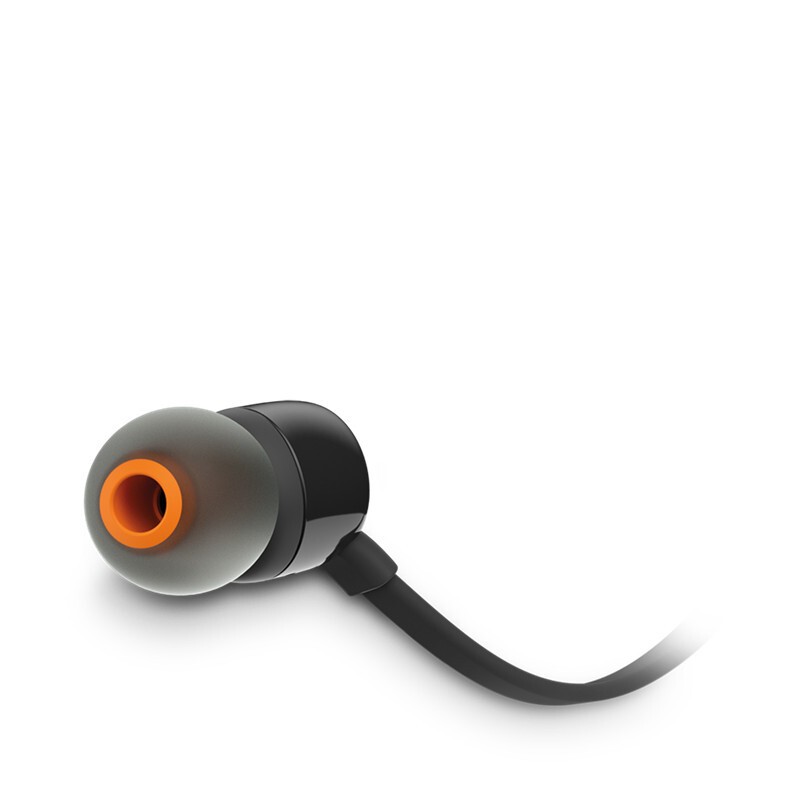 JBL T110 入耳式耳机立体声运动游戏电脑耳机手机有线耳机带麦可通话 哈曼入门款 经典黑 防缠绕轻量化设计 内置麦克风
