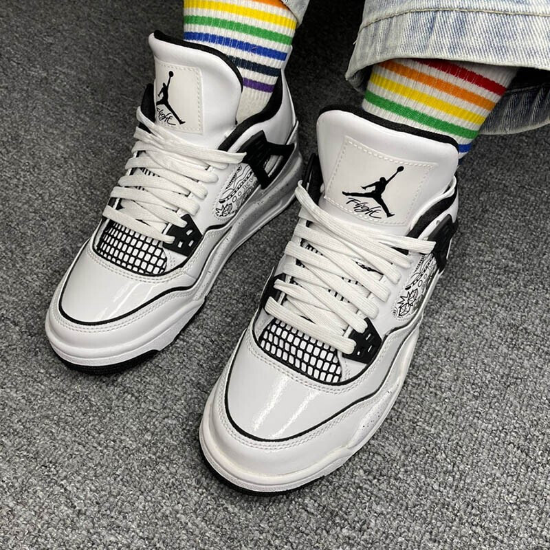 耐克(nike)女鞋 air jordan 4  aj4  gs手绘涂鸦休闲篮球鞋 dc4101