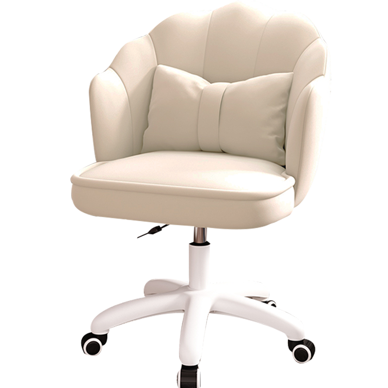 初学者 电脑椅家用桌女生舒适久坐靠背椅网红主播椅子可爱卧室座椅宿舍转椅学习书椅子 天使白-荷花转椅