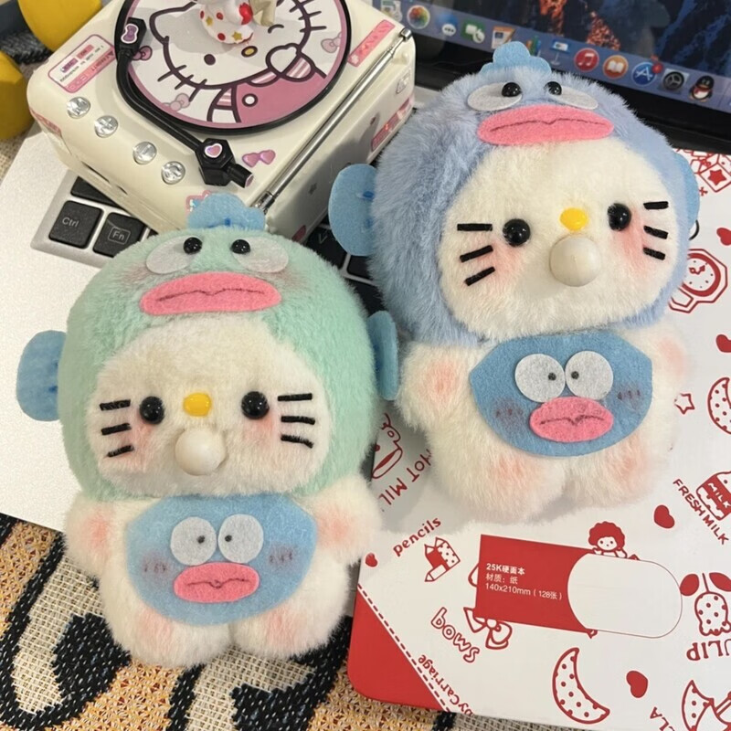 会吐吐泡泡小丑鱼猫吱吱叫diy手工材料包钥匙扣成品挂件录音玩偶 小丑