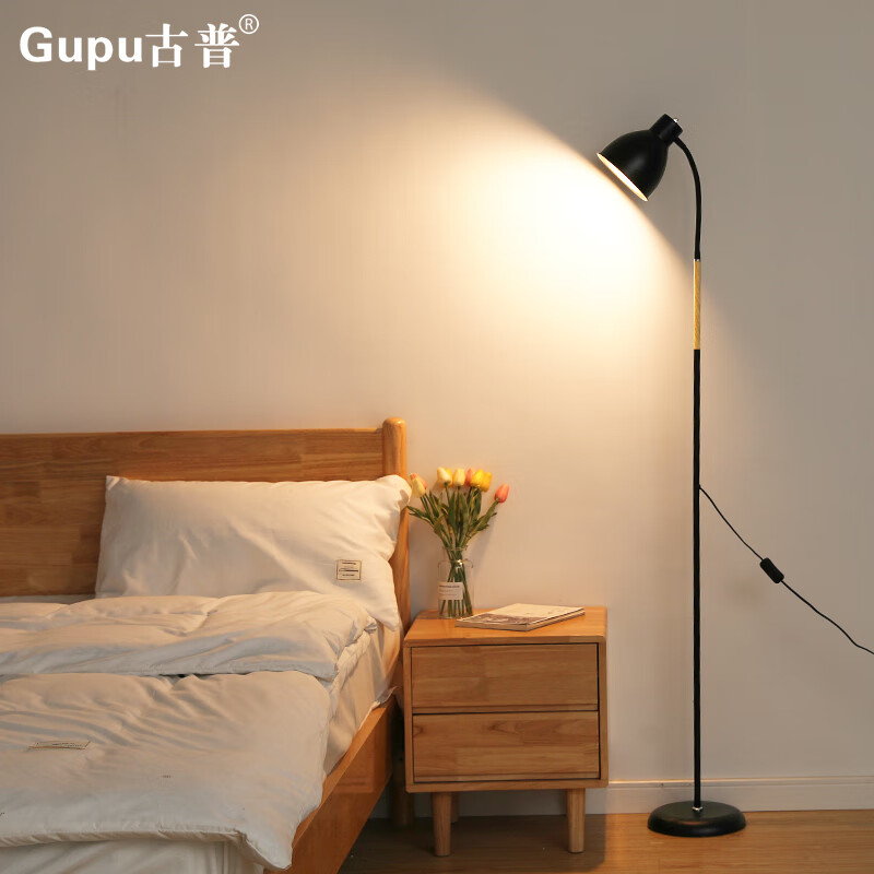 古普（Gupu） 落地灯客厅卧室书房马卡龙创意led无频闪阅读落地立式灯 马卡黑色+15瓦遥控调光调色