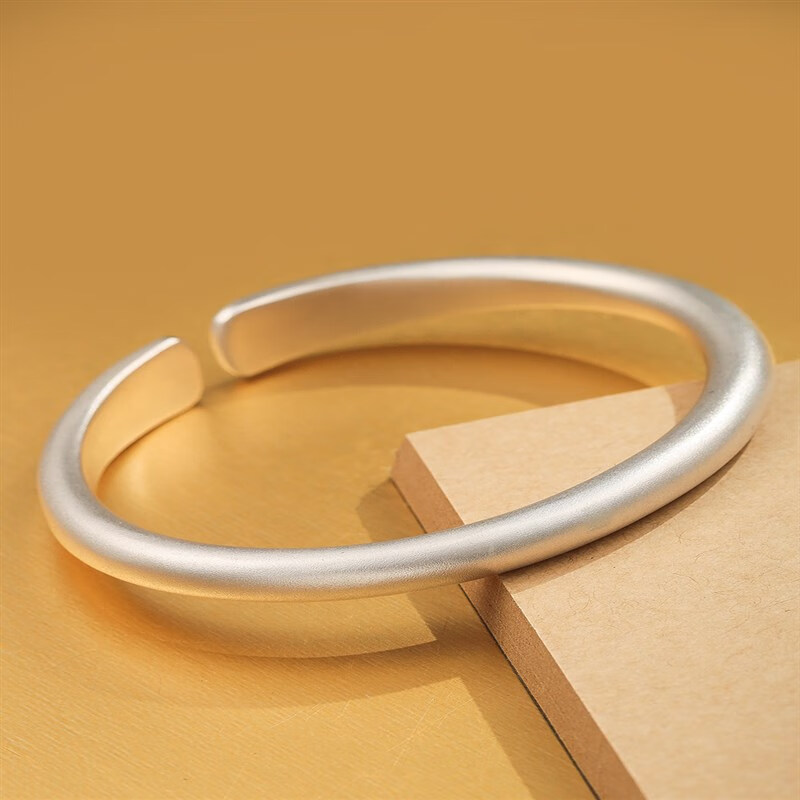 女年轻款开口磨砂如意镯子风送女友 (内径49)如意手镯20克足银99950%