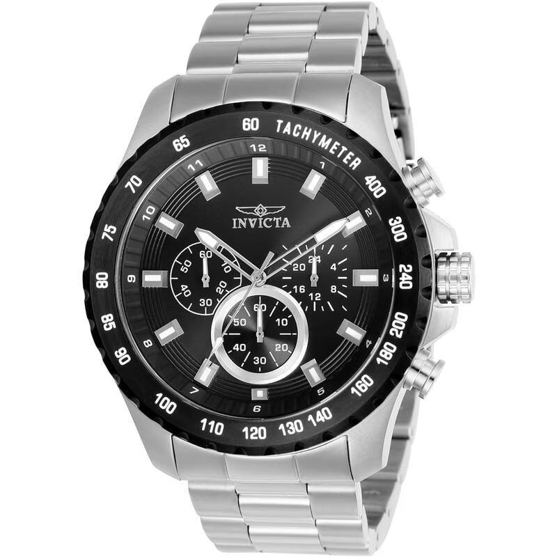 invicta英弗他手表 speedway男士不锈钢三眼计时时尚休闲男士石英腕表