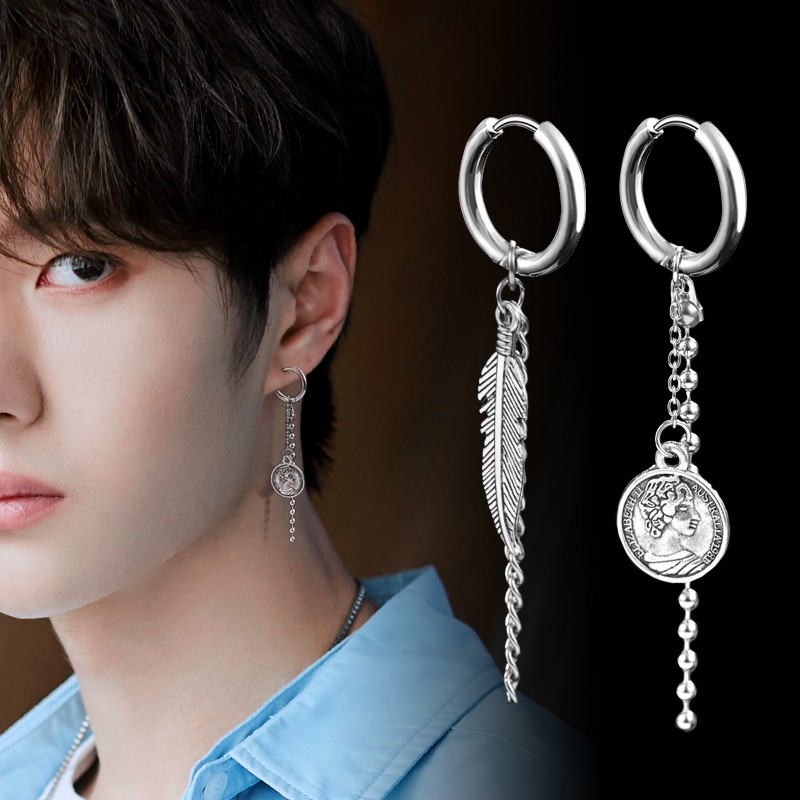 旭杉斯二件套耳钉男潮流苏耳坠单只男士耳环一对简约时尚百 搭耳饰品