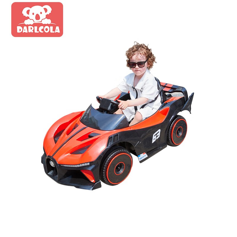 Darlcola儿童电动车四轮带遥控宝宝汽车玩具车可坐人男女小孩四驱充电摇摆 红色舒适款